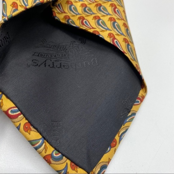 Burberry Gold Shearling Duck Silk Tie - Picture 5 of 6